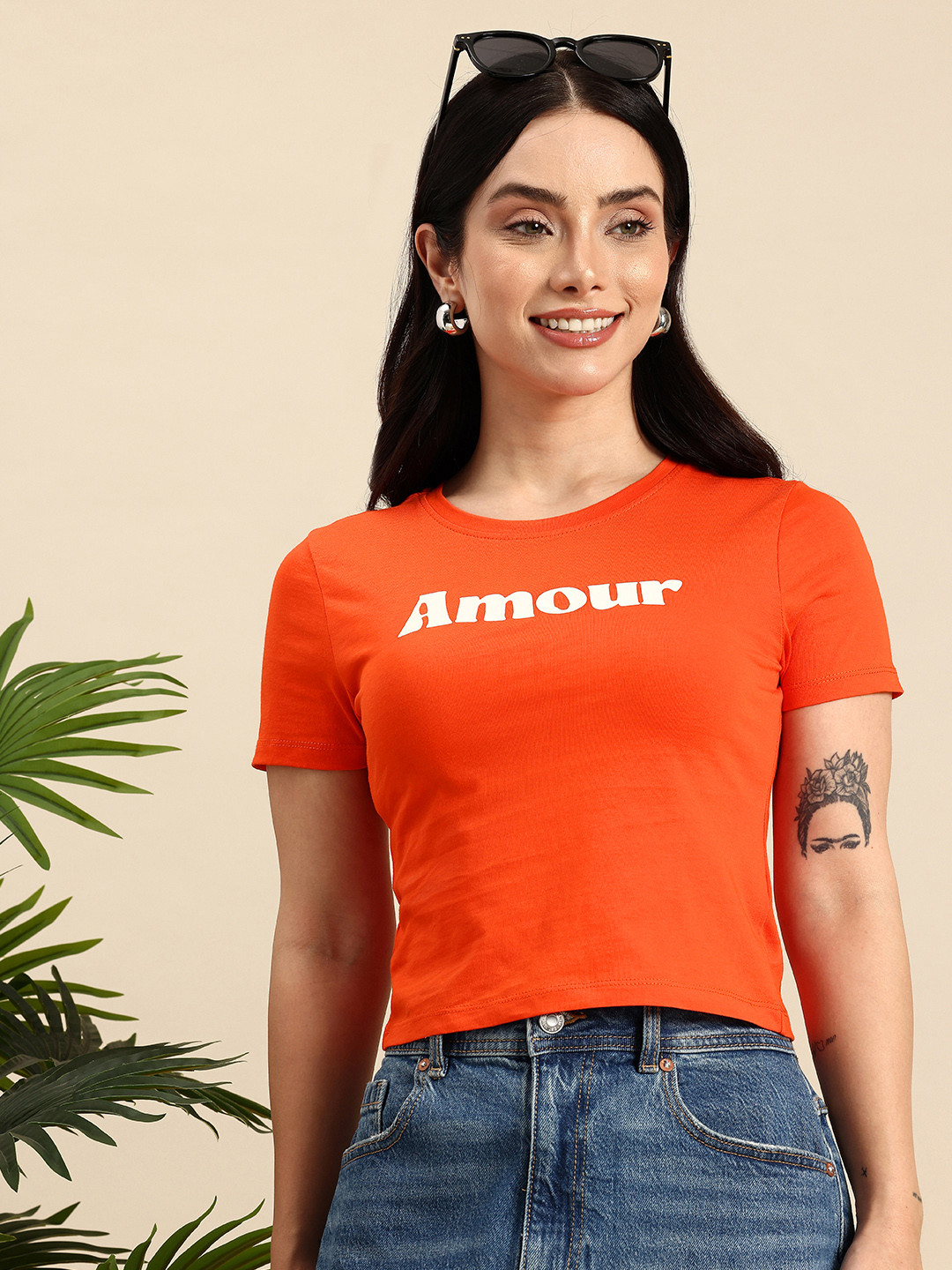 

Mast & Harbour Typography Printed Pure Cotton T-shirt, Orange