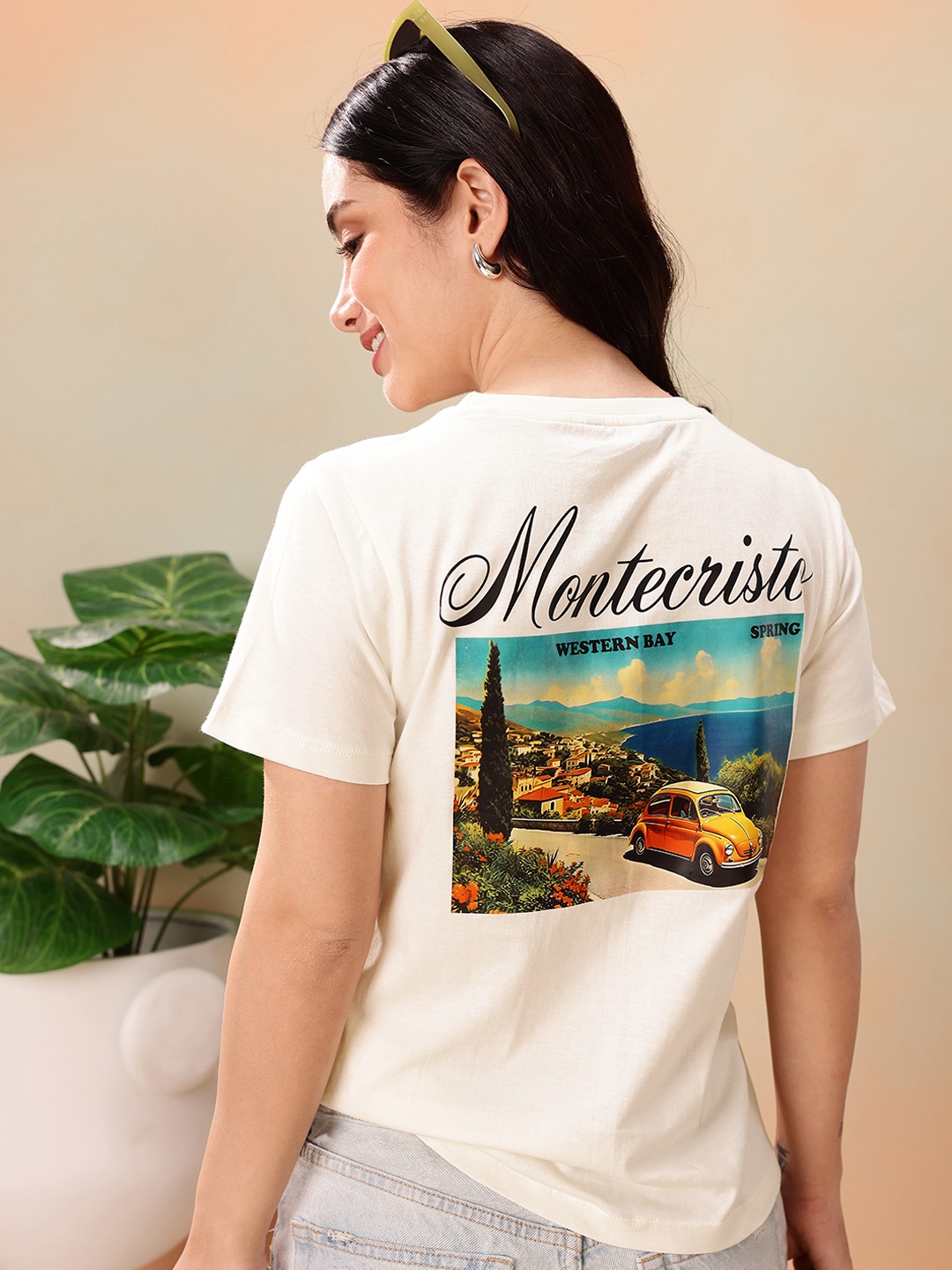 

Mast & Harbour Graphic Printed Pure Cotton T-shirt, White