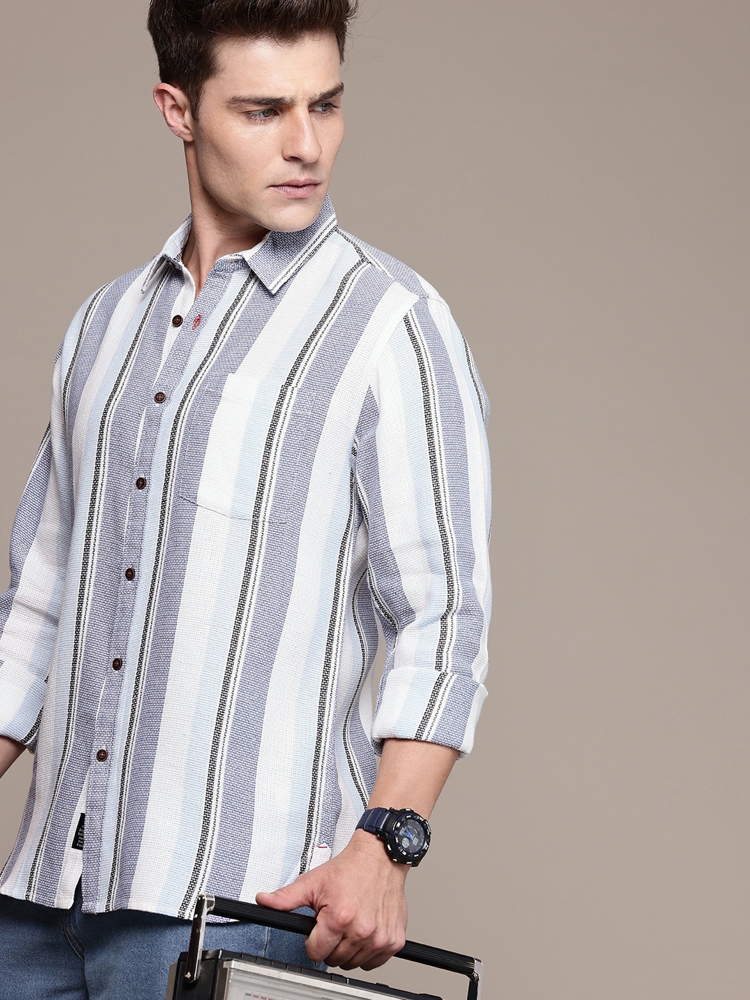 

The Roadster Life Co. Striped Casual Shirt, Blue