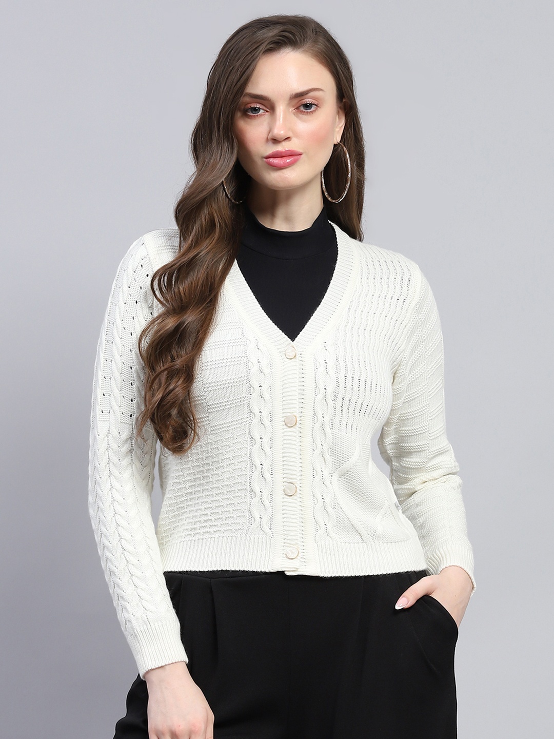 

Monte Carlo Cable Knit Cardigan Sweaters, White