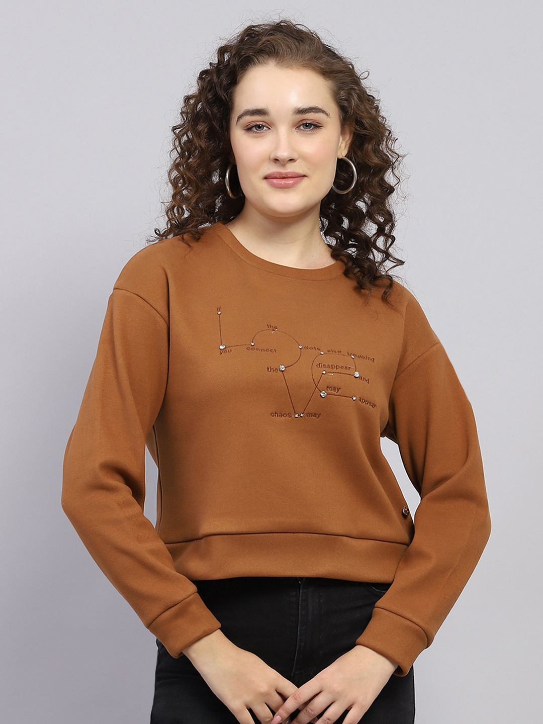 

Monte Carlo Women Embroidered Sweatshirt, Brown