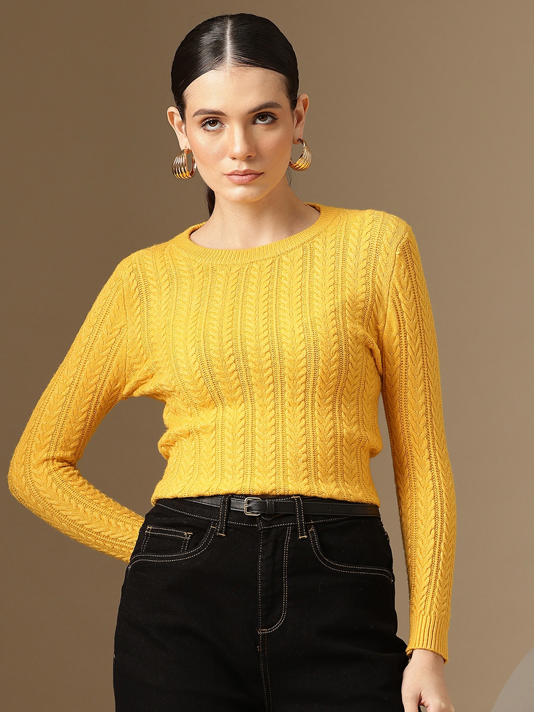 

Chemistry Woollen Crop Pullover, Yellow