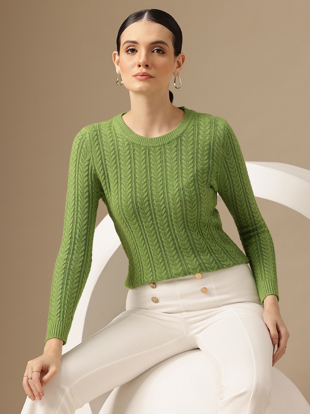 

Chemistry Women Woollen Pullover, Green