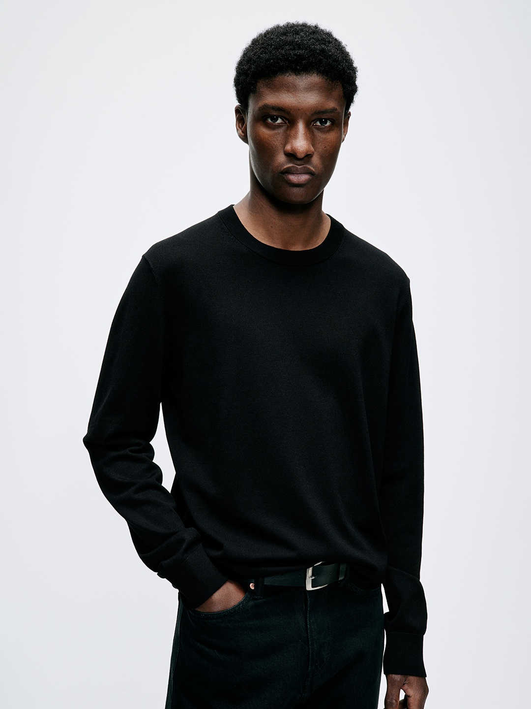 

H&M Slim Fit Fine-Knit Jumper, Black