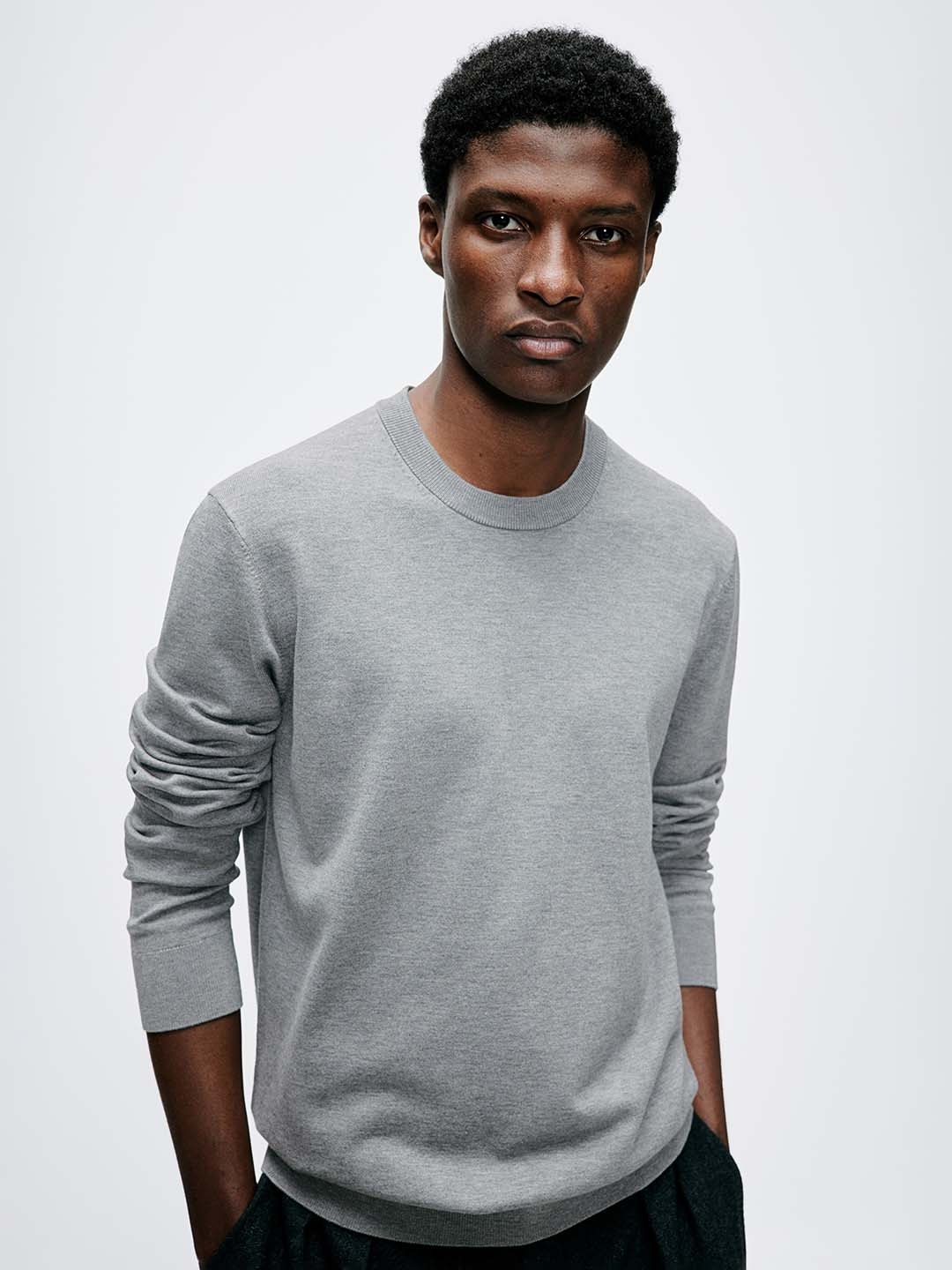 

H&M Men Slim Fit Fine-knit Jumper, Grey