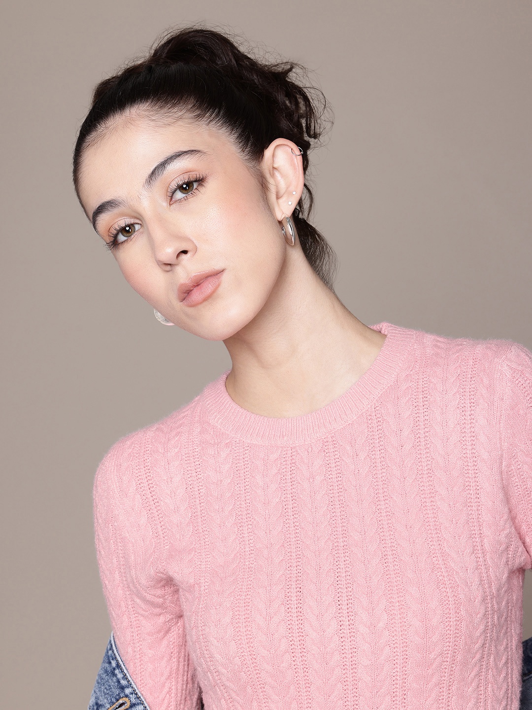 

The Roadster Lifestyle Co. Knitted Woollen Pullover, Rose