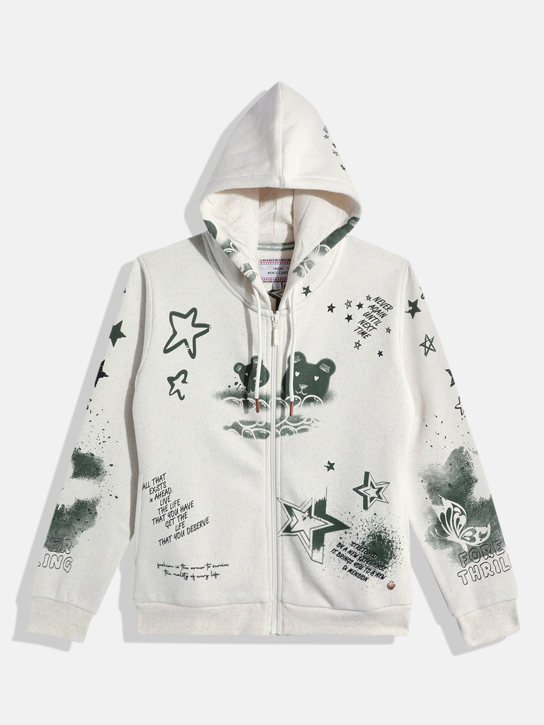 

Monte Carlo Teen Girls Printed Hooded Sweatshirt, Off white
