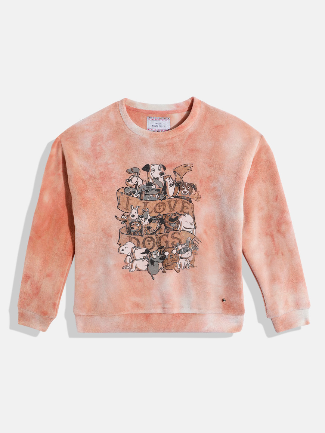

Monte Carlo Kids Girls Long Sleeves Printed Sweatshirt, Peach