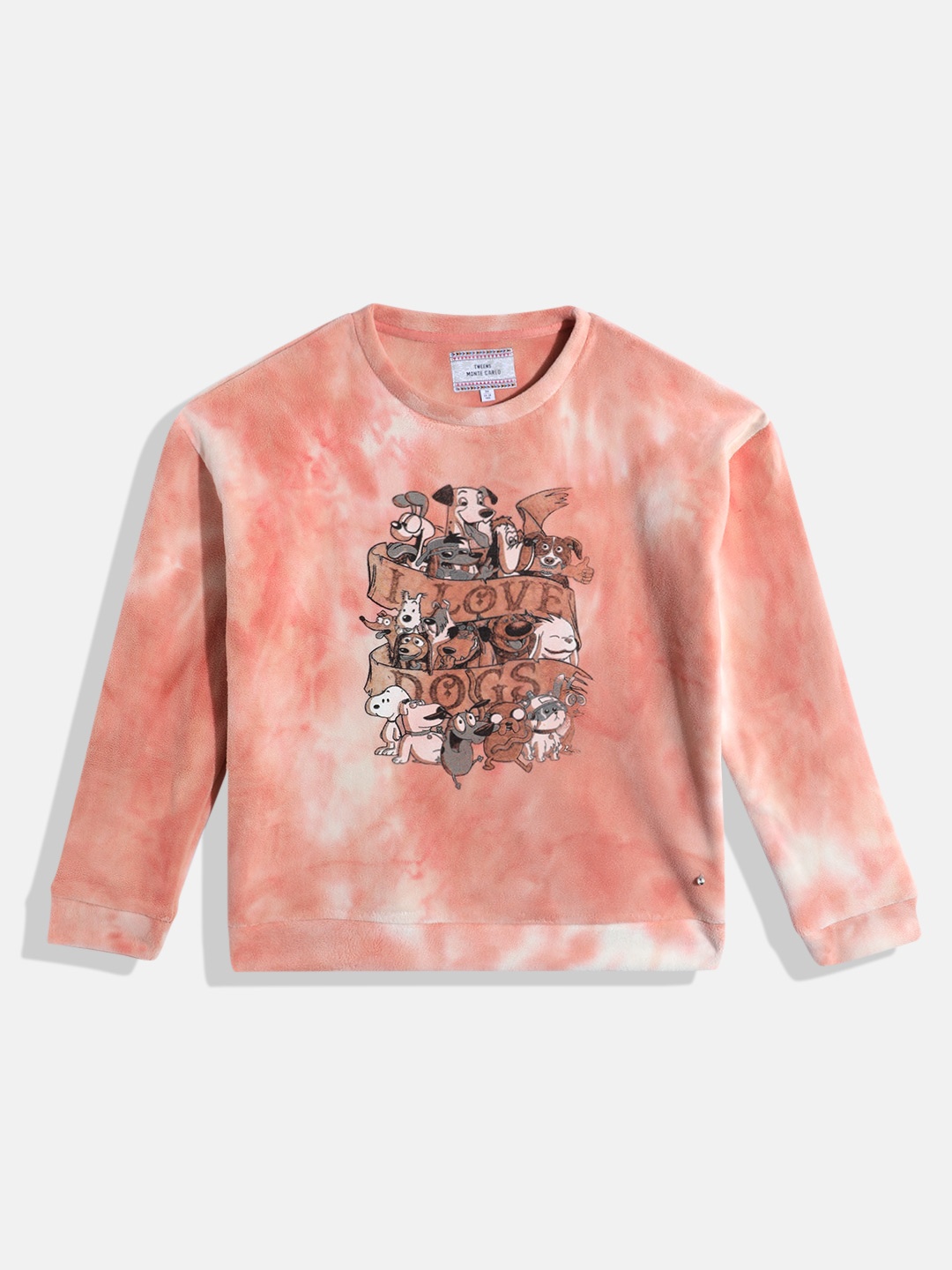 

Monte Carlo Teenage Girls Printed Fleece Sweatshirt, Peach