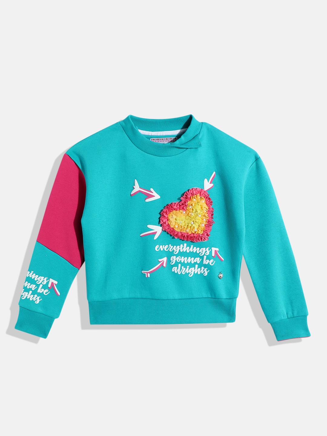 

Monte Carlo Kids Girls Typography Printed Sweatshirt, Teal