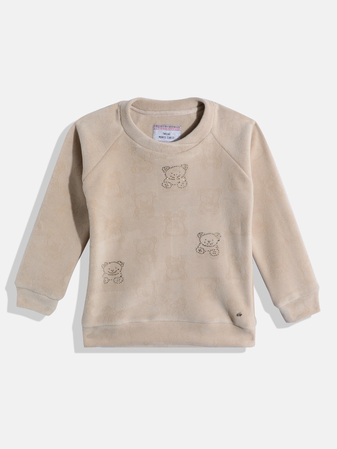 

Monte Carlo Kids Girls Embellished Sweatshirt, Beige