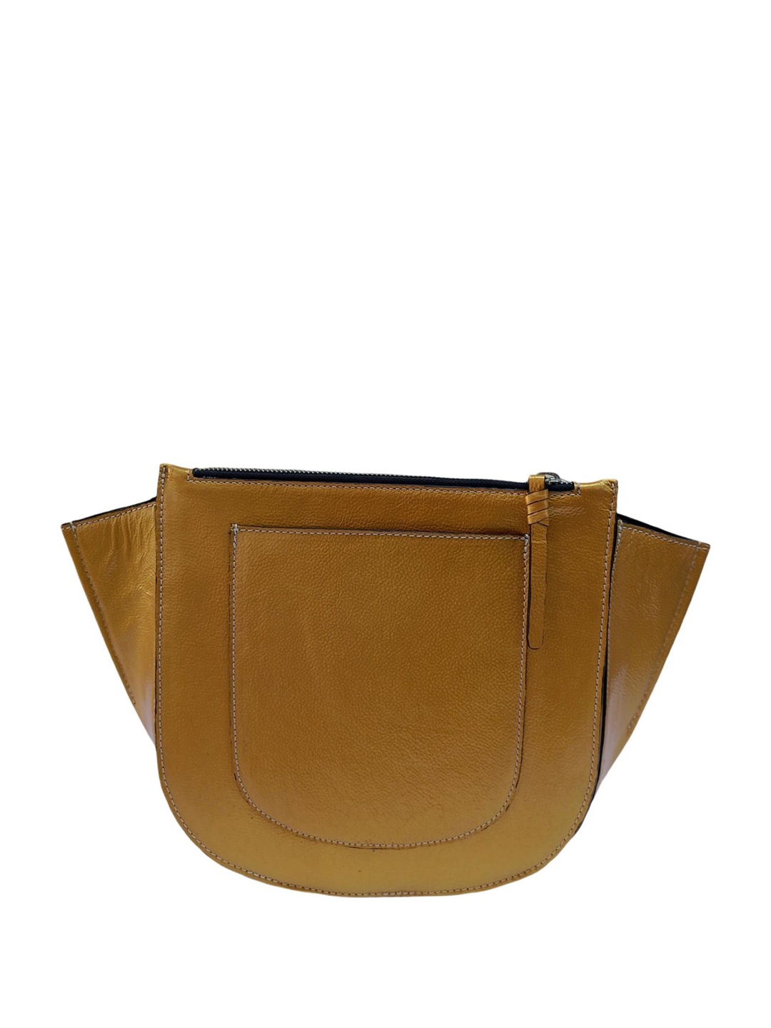 

PERKED Women Textured Solid Swagger Leather Handheld Bag, Beige