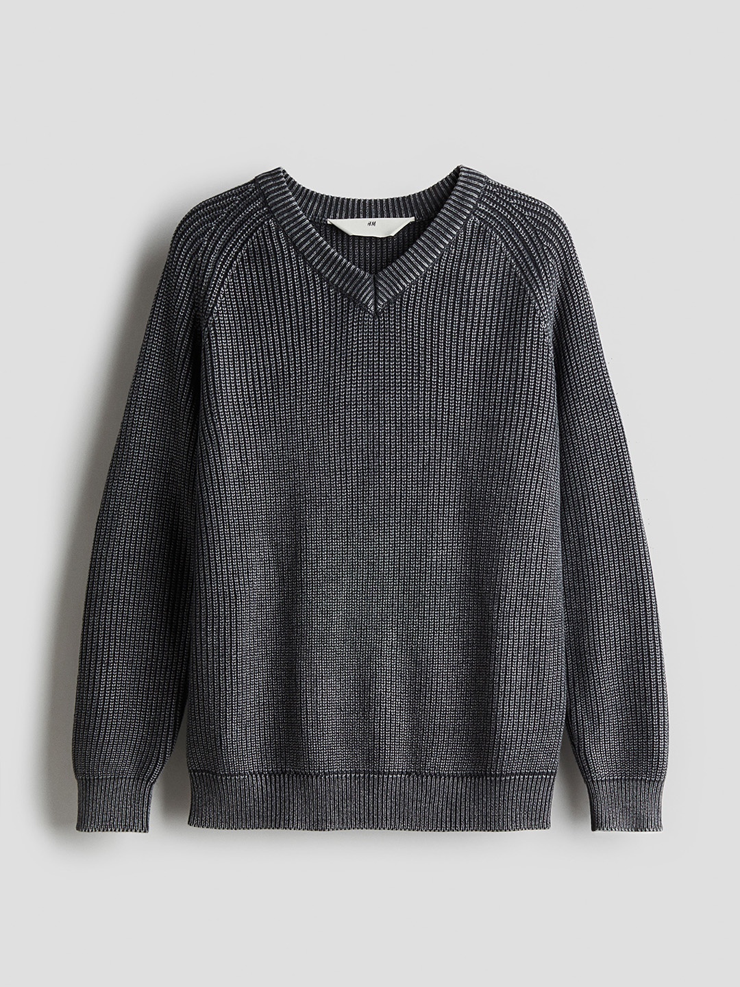 

H&M Rib-Knit V-Neck Jumper, Black