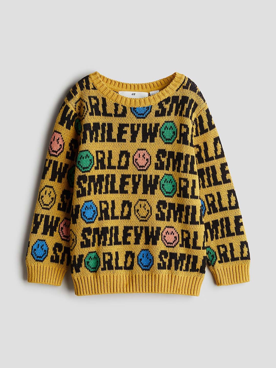 

H&M Boys Jacquard-Knit Cotton Jumper, Mustard