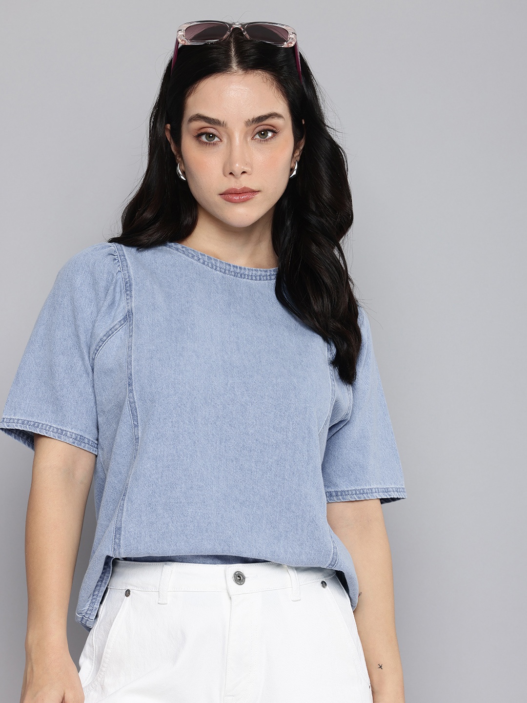 

Levis Round Neck Pure Cotton Top, Blue