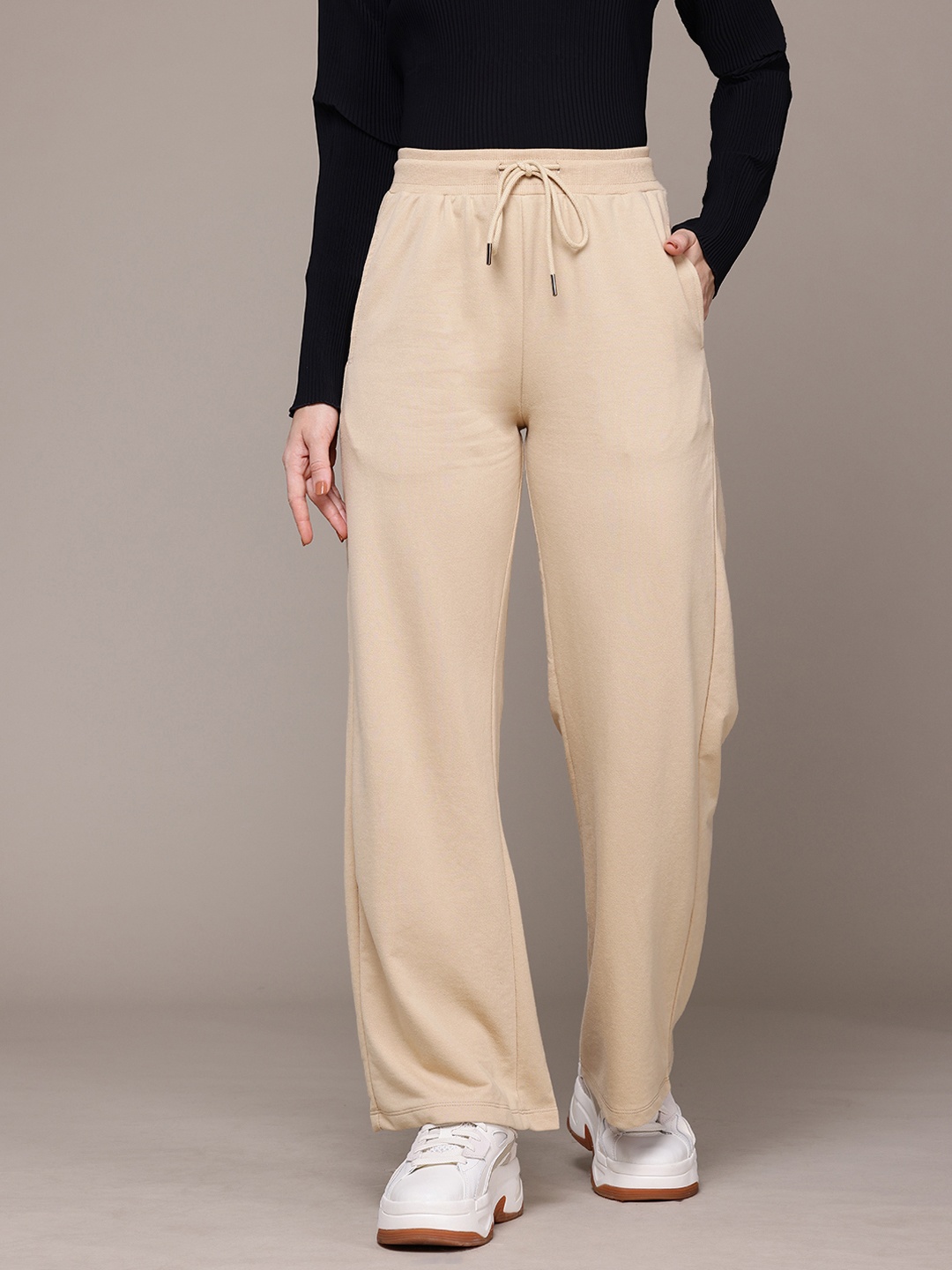 

The Roadster Lifestyle Co. Women Comfort Parallel Trousers, Khaki