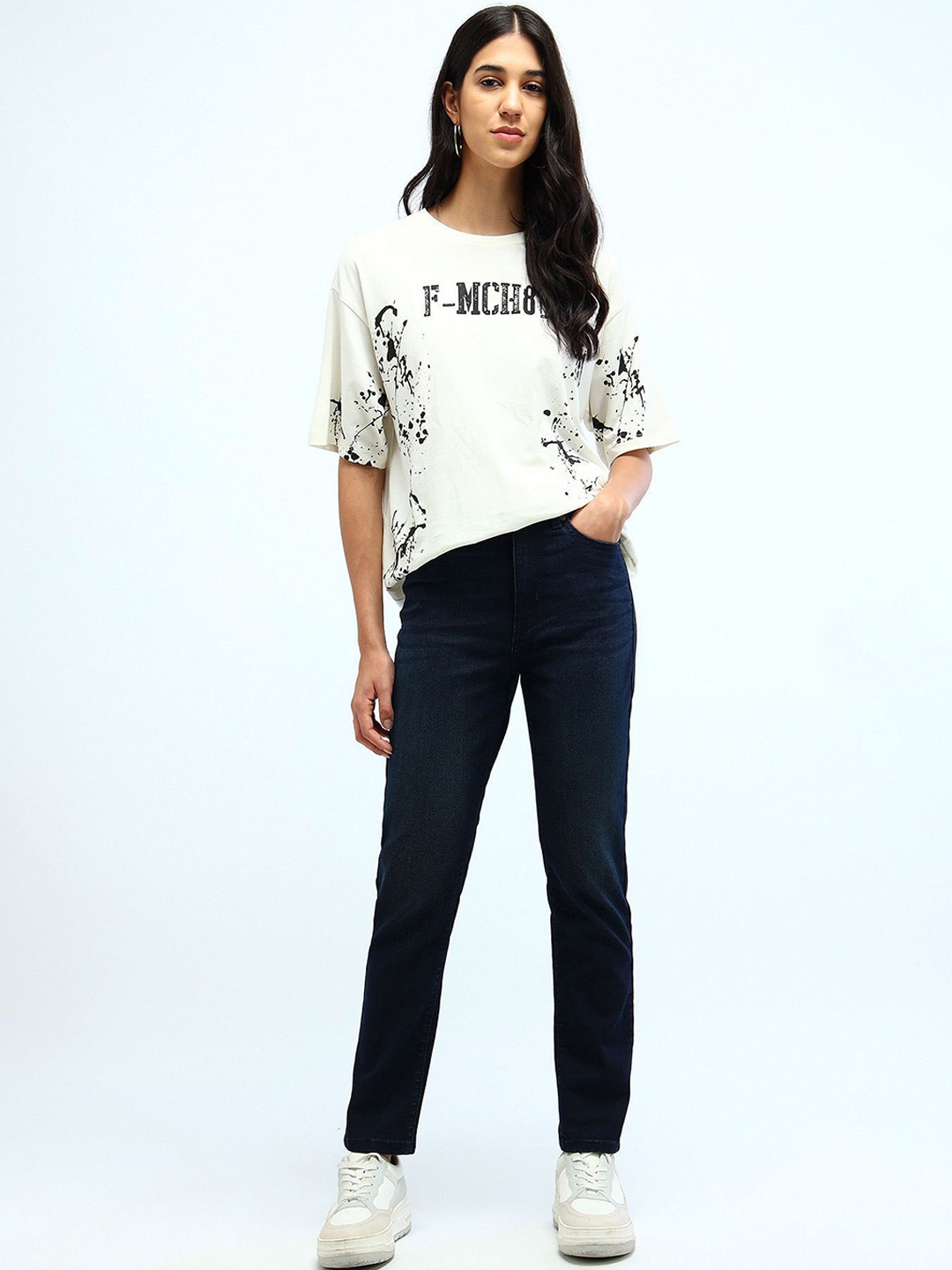 

Flying Machine Women Slim Fit High-Rise Stretchable Jeans, Black