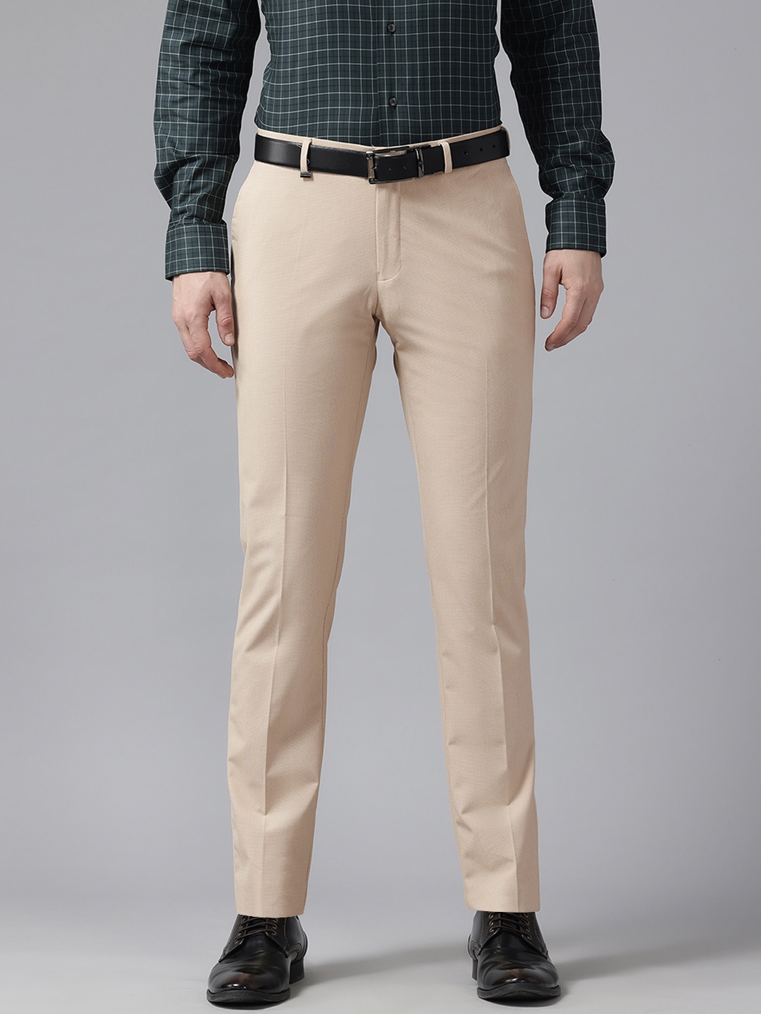 

Blackberrys Men Self-Design B-95 Slim Fit Formal Chinos, Beige