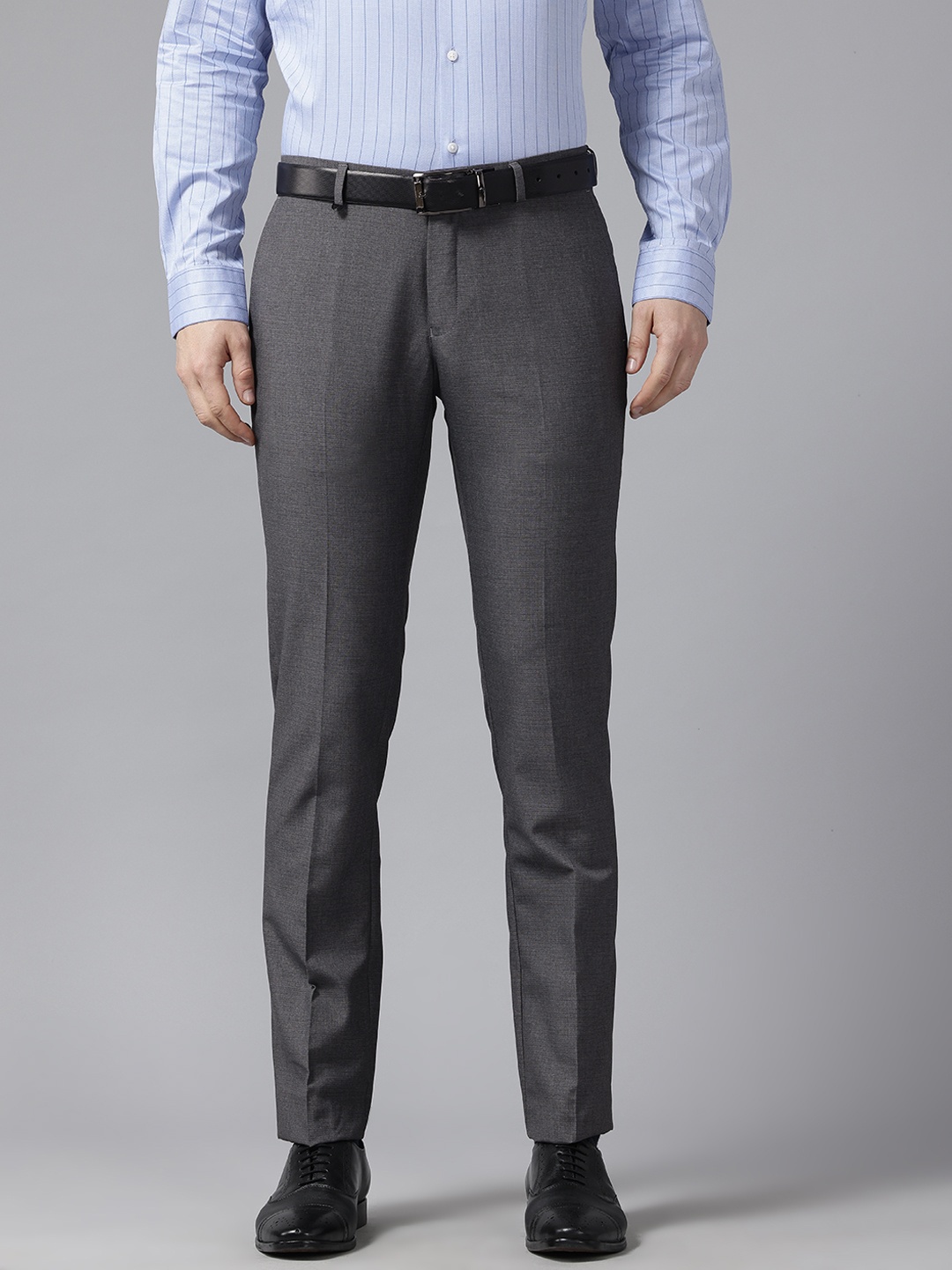 

Blackberrys Men Self-Design B-95 Slim Fit Formal Chinos, Grey