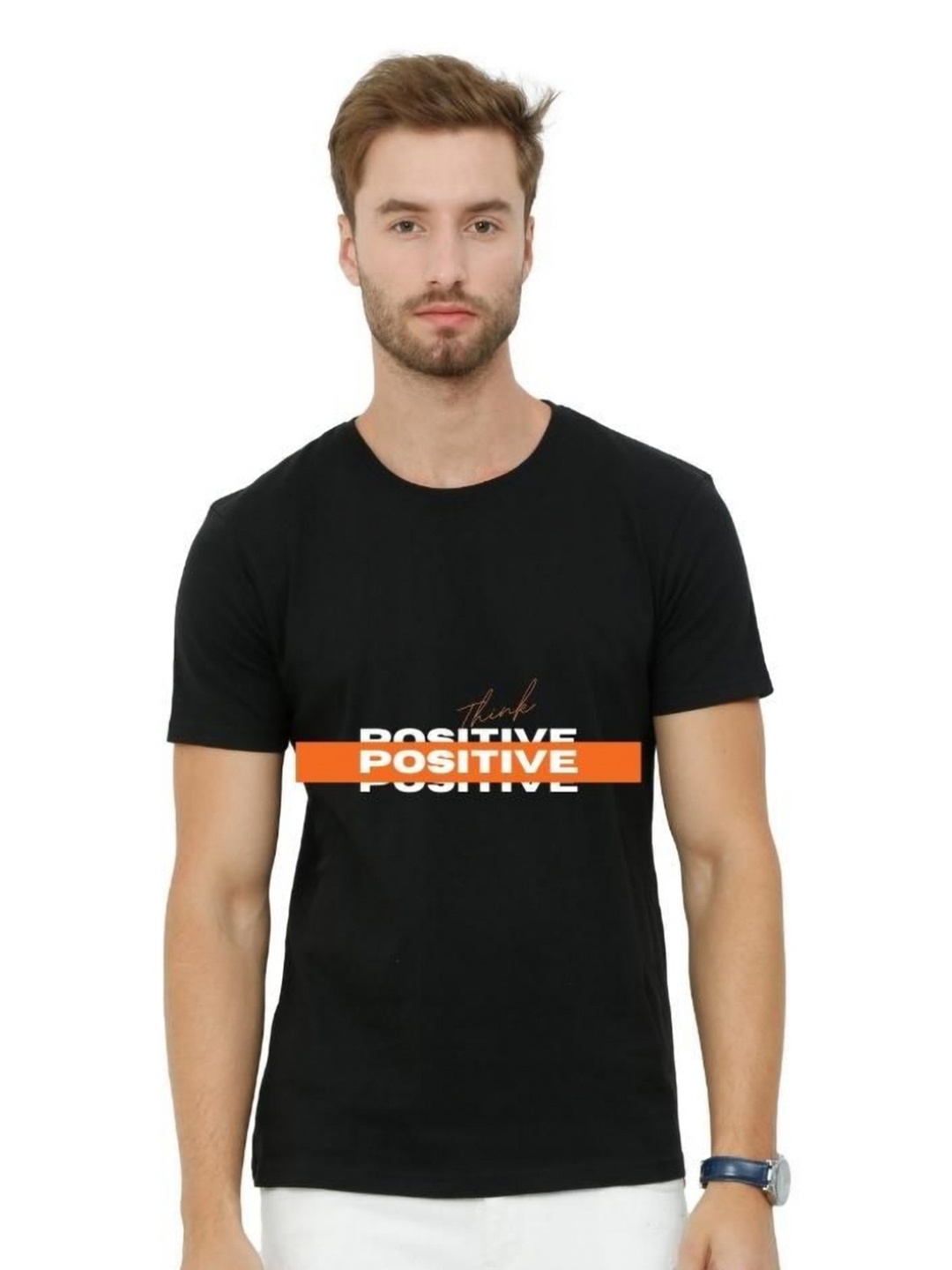 

ECOLINE Clothing Men Bio Finish Typography Printed Round Neck Cotton T-shirt, Black