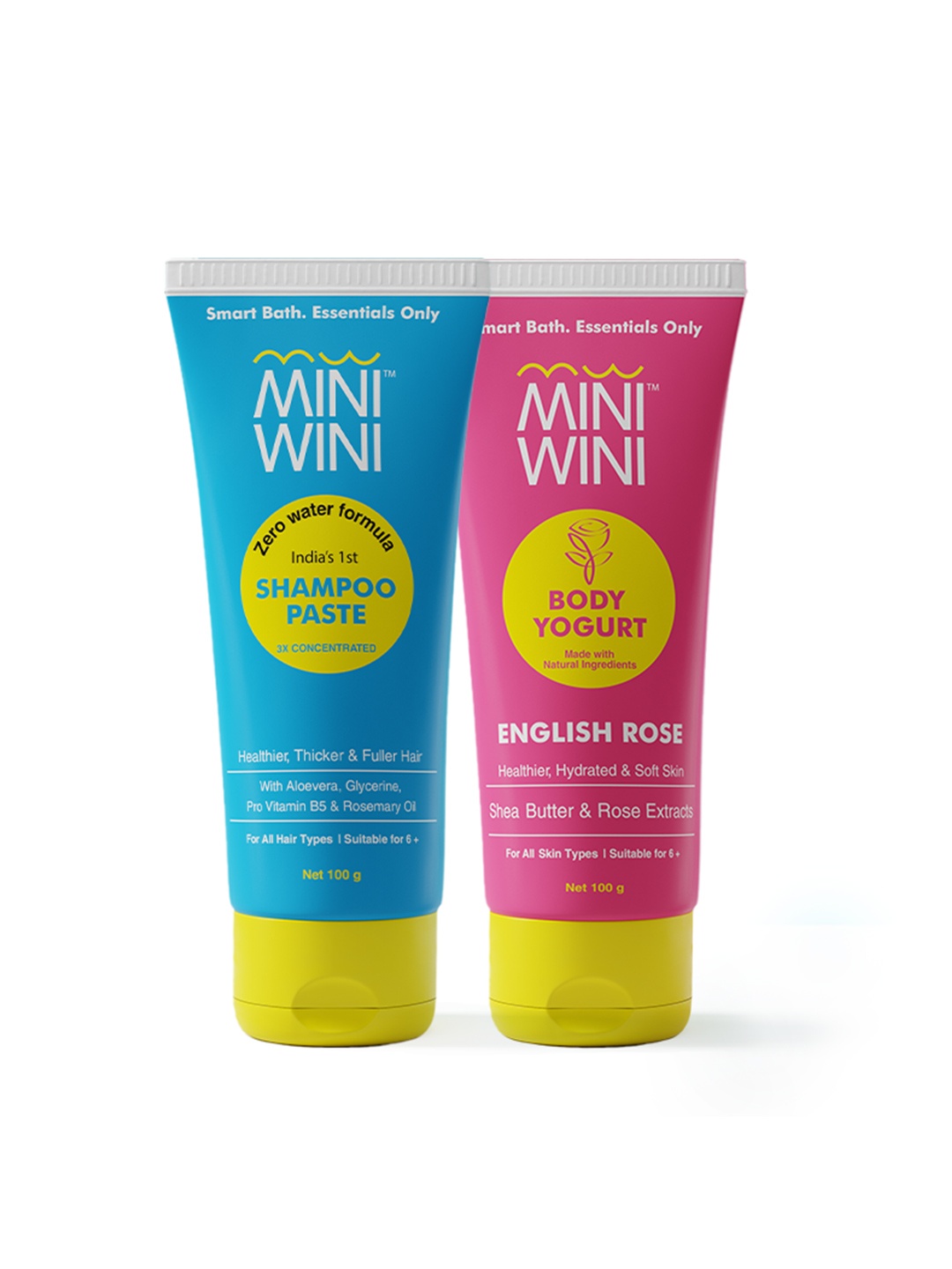 

MINIWINI Set of Shampoo Paste & English Rose Body Yogurt - 100 g each, Blue