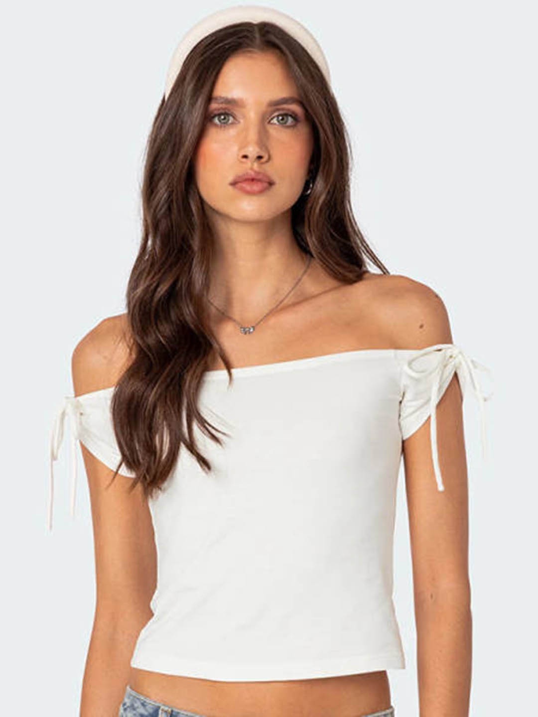 

HERE&NOW Off-Shoulder Crop Top, White