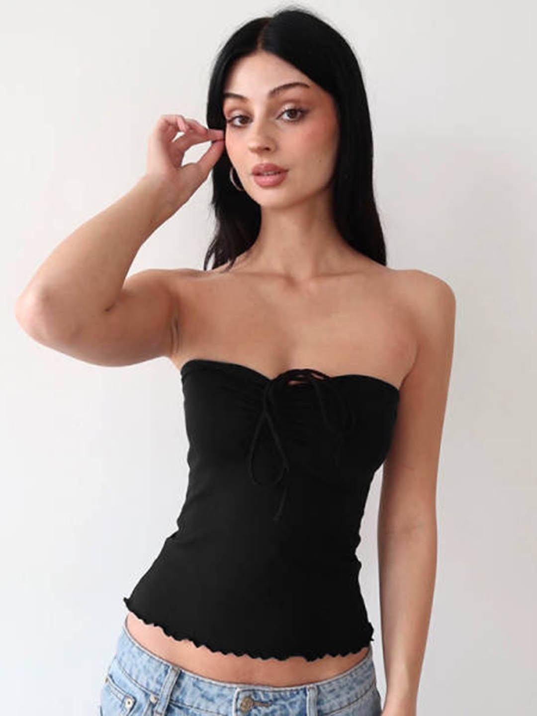 

HERE&NOW Women Strapless Tube Top, Black