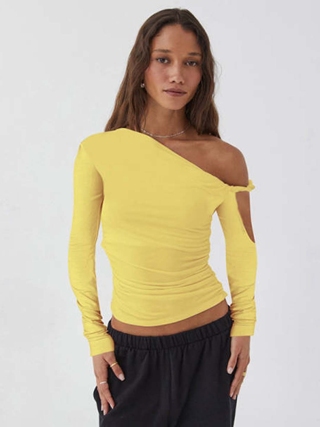 

HERE&NOW Women One Shoulder Top, Yellow