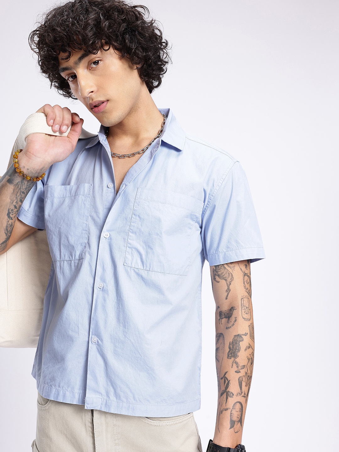 

glitchez Streetwear Staples Oversized Shirt, Blue