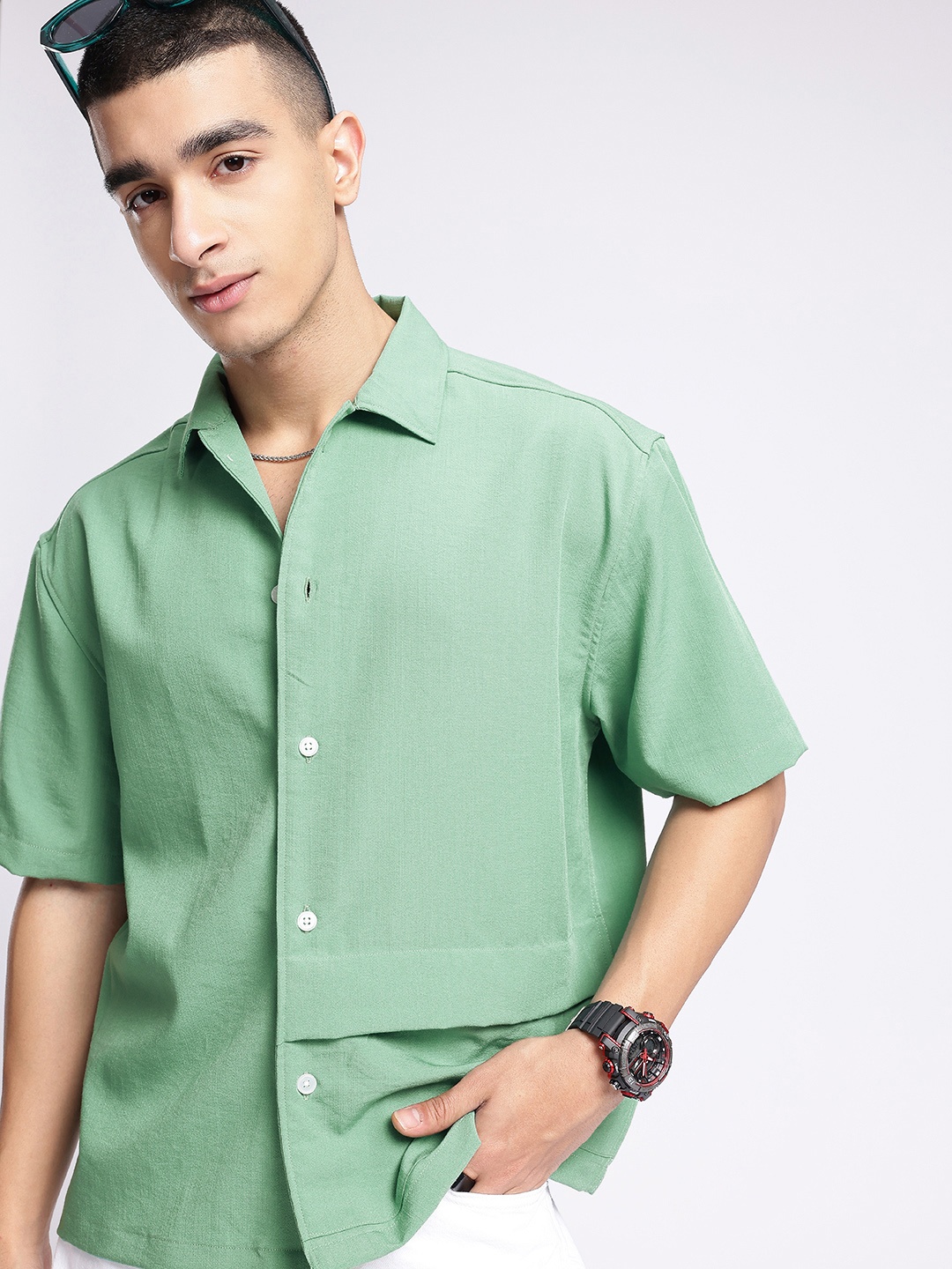 

glitchez Cool Touch Oversized Shirt, Green