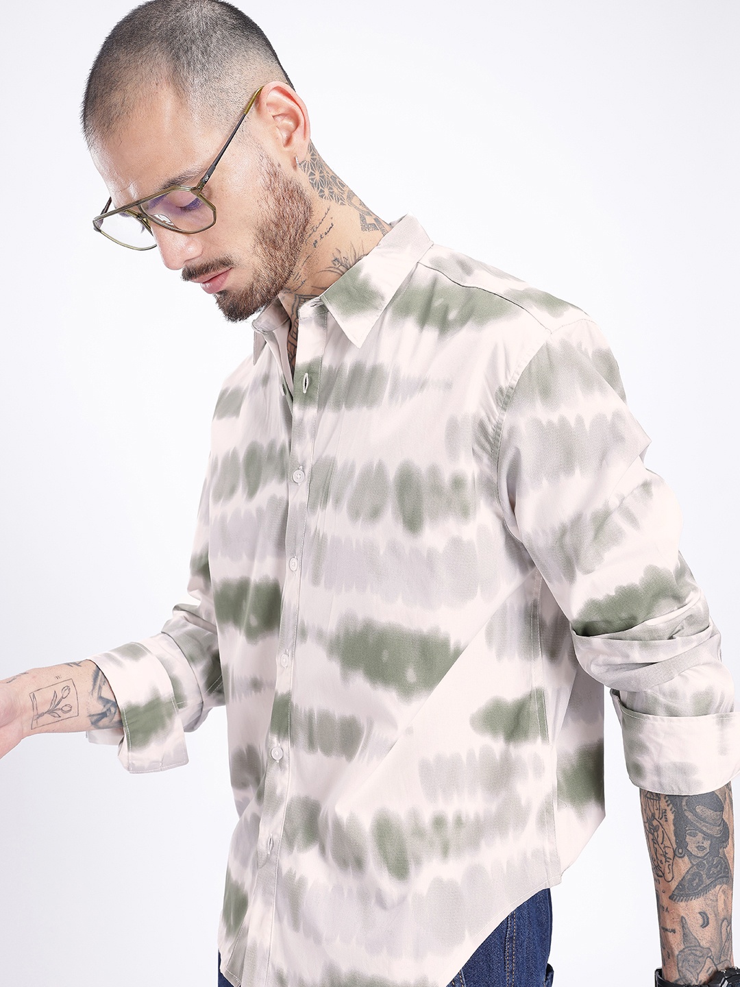 glitchez Street Smart Printed Oversized Shirt, Off white