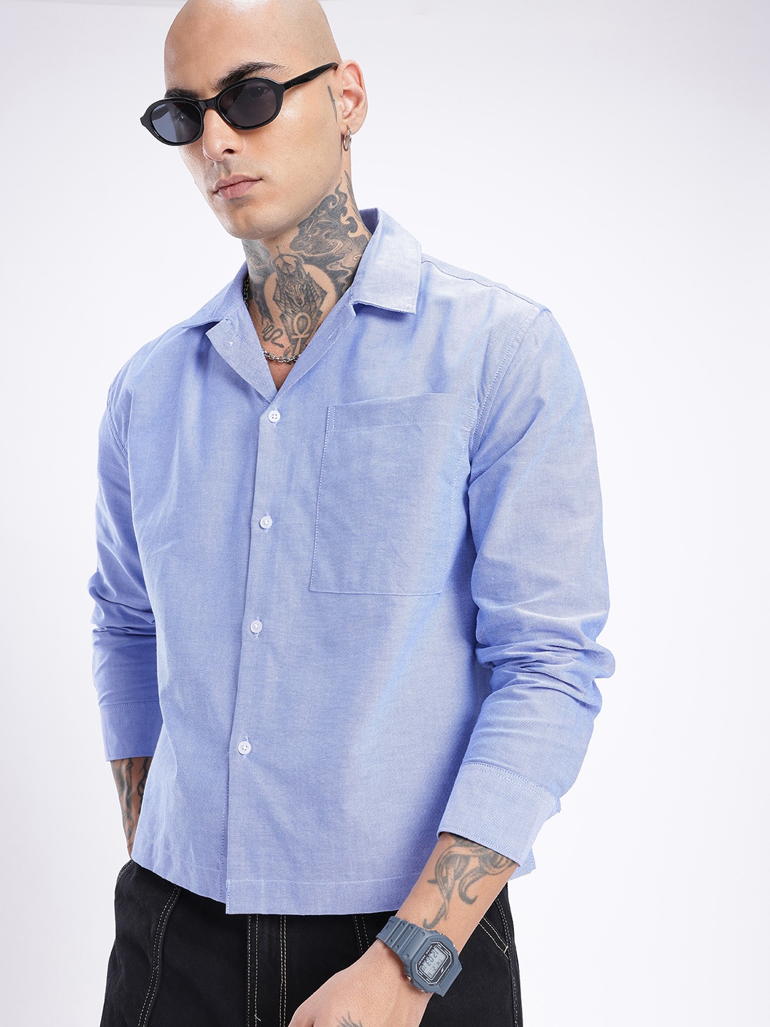 

glitchez Street Smart Oversized Shirt, Blue