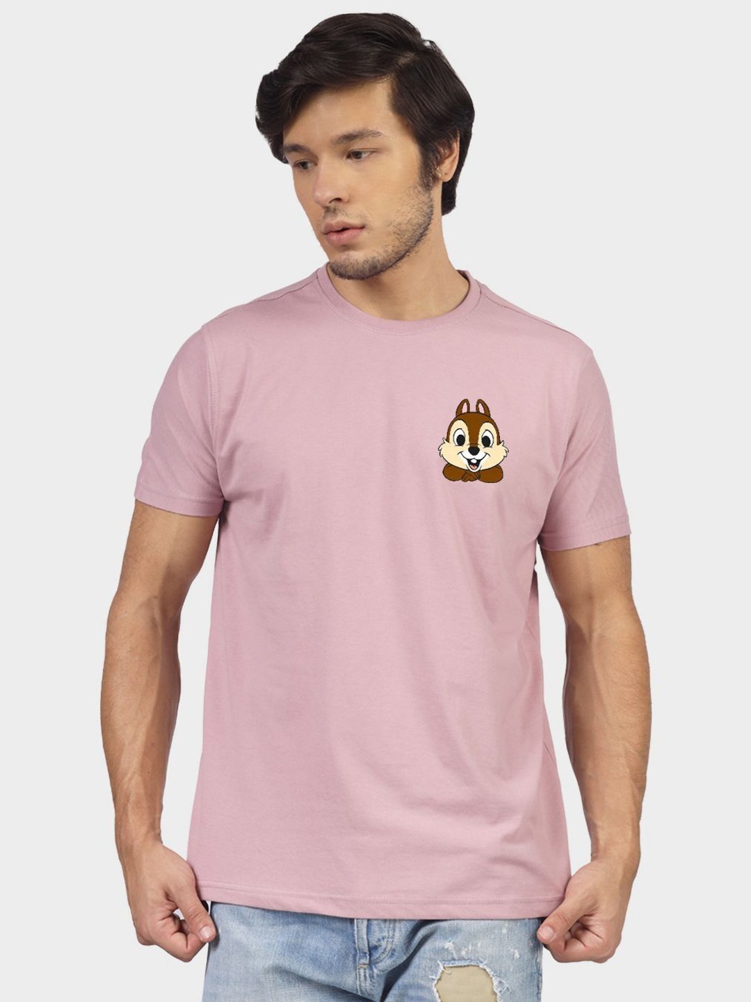 

Greylongg Men Graphic Printed Round Neck T-shirt, Peach