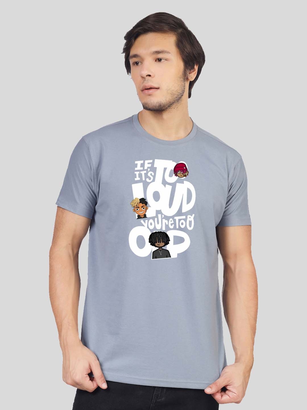 

Greylongg Men Graphic Printed Round Neck T-shirt, Grey
