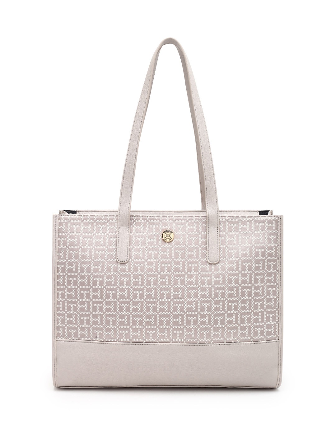 

Tommy Hilfiger Structured Tote Bag with Cut Work, Brown