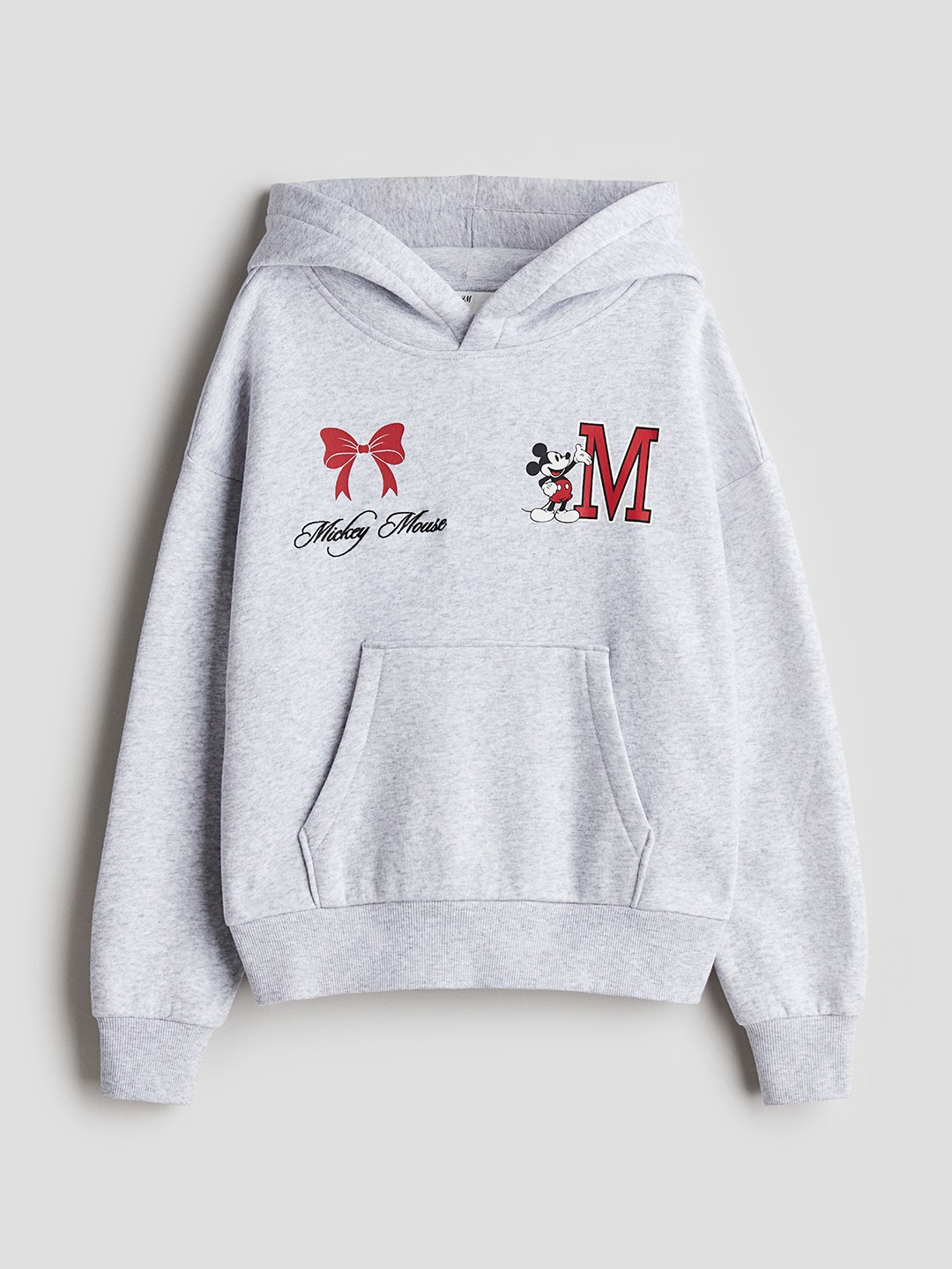 

H&M Girls Mickey Mouse Printed Oversized Hooded Hoodie, Grey