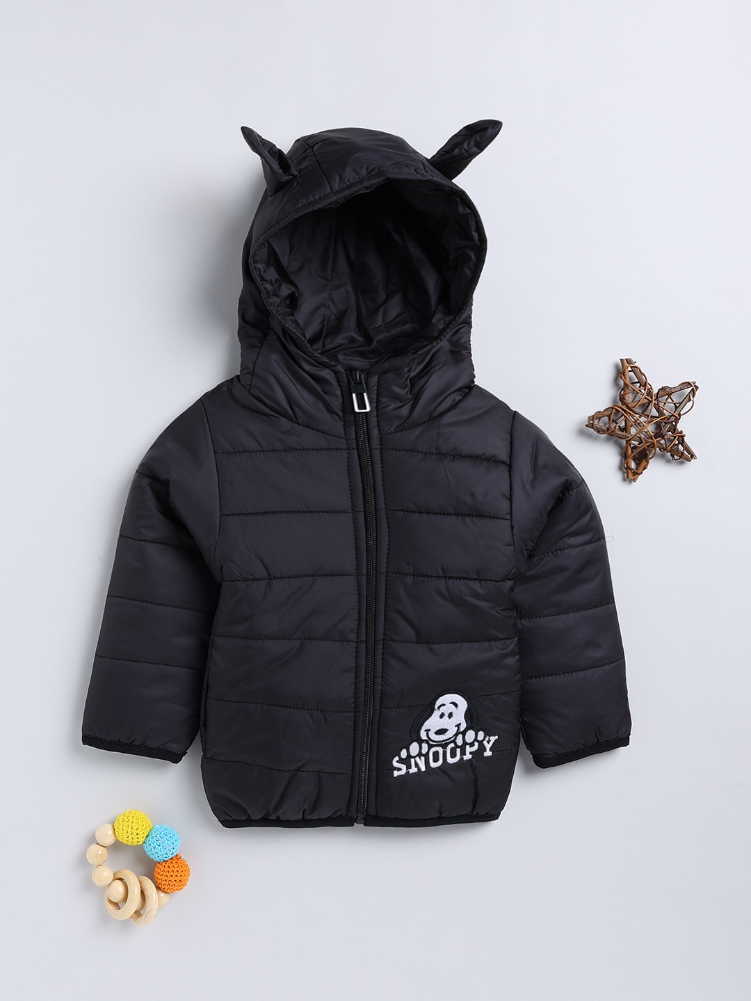 

Moms Love Infant Boys Lightweight Padded Jacket with Snoopy Applique, Black