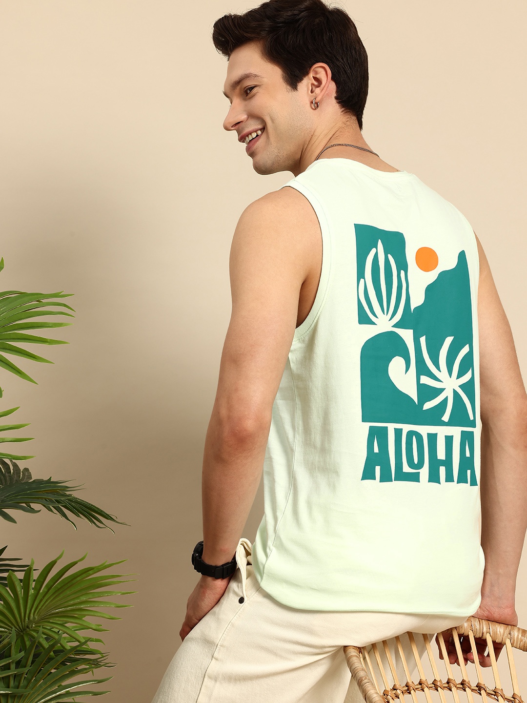 

Mast & Harbour Graphic Printed Oversized Pure Cotton T-shirt, Sea green
