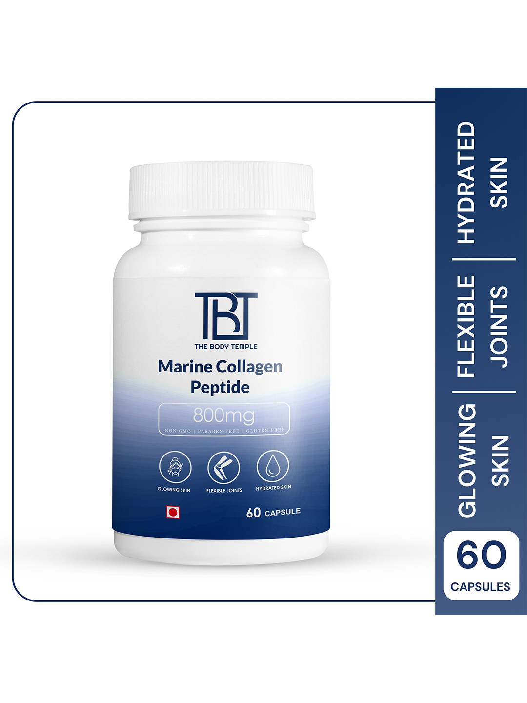 

The Body Temple Collagen Peptide 800 mg Capsules for Hair Skin & Joint Care - 60N, White