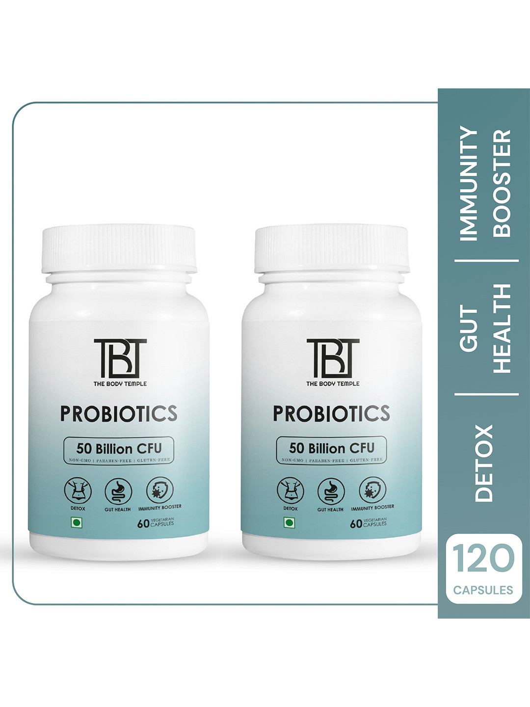 

The Body Temple Set of 2 Probiotics 50 Billion CFU Capsules - 60N each, White