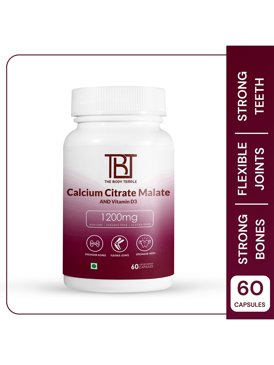 

The Body Temple Calcium Citrate Malate Capsules - 60, White
