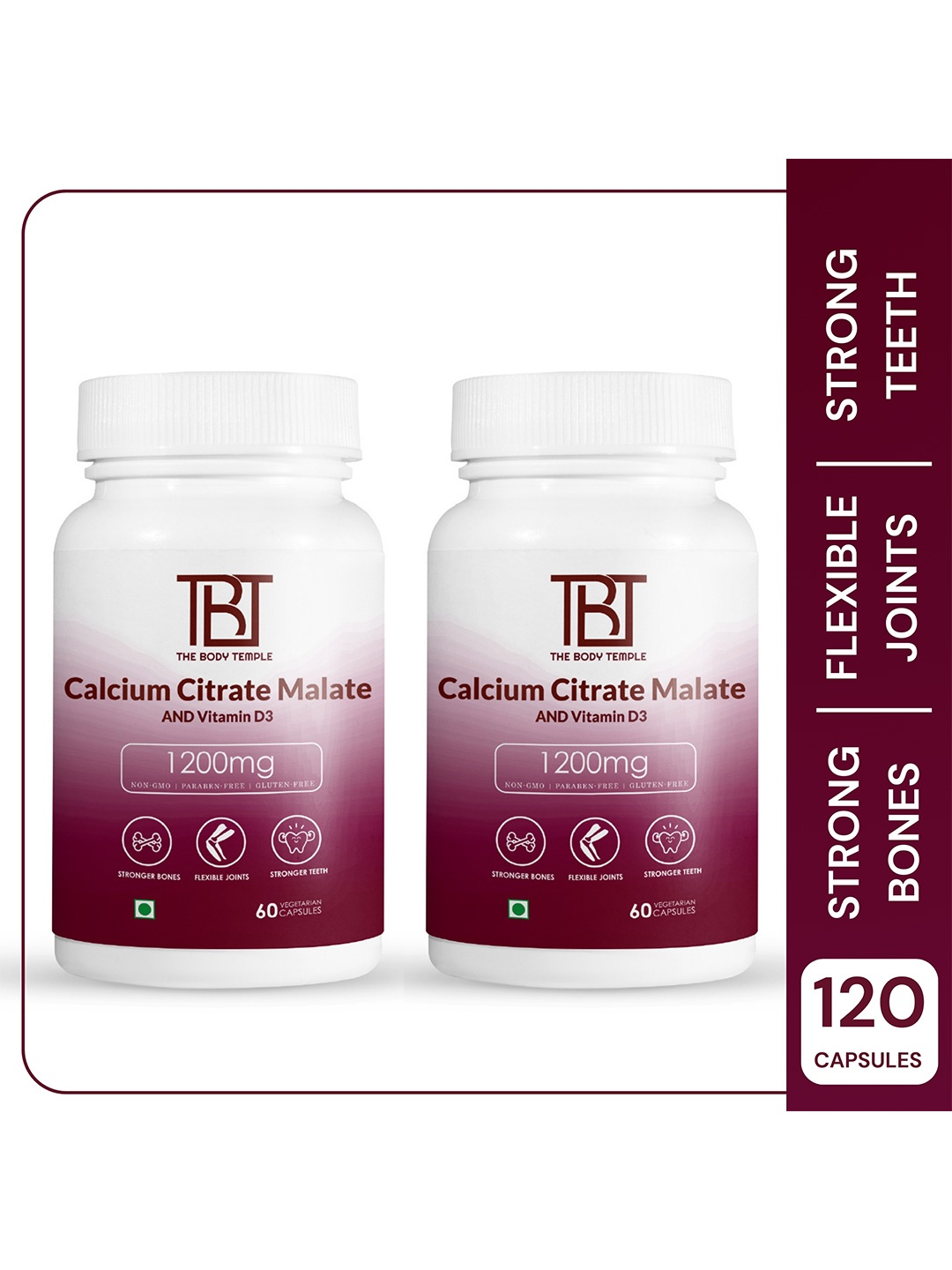 

The Body Temple Set Of 2 Calcium Citrate Malate Capsules - 60 Capsules Each, White