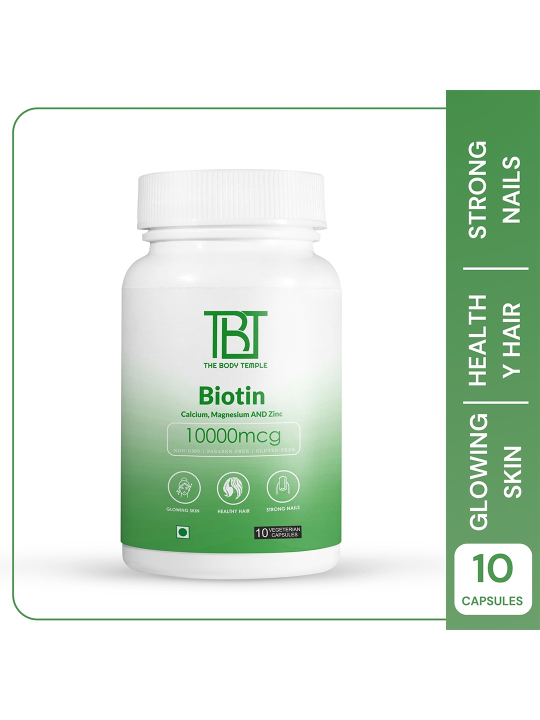 

The Body Temple Biotin 10000mcg For Hair Growth & Healthy Skin - 10 Capsules, White