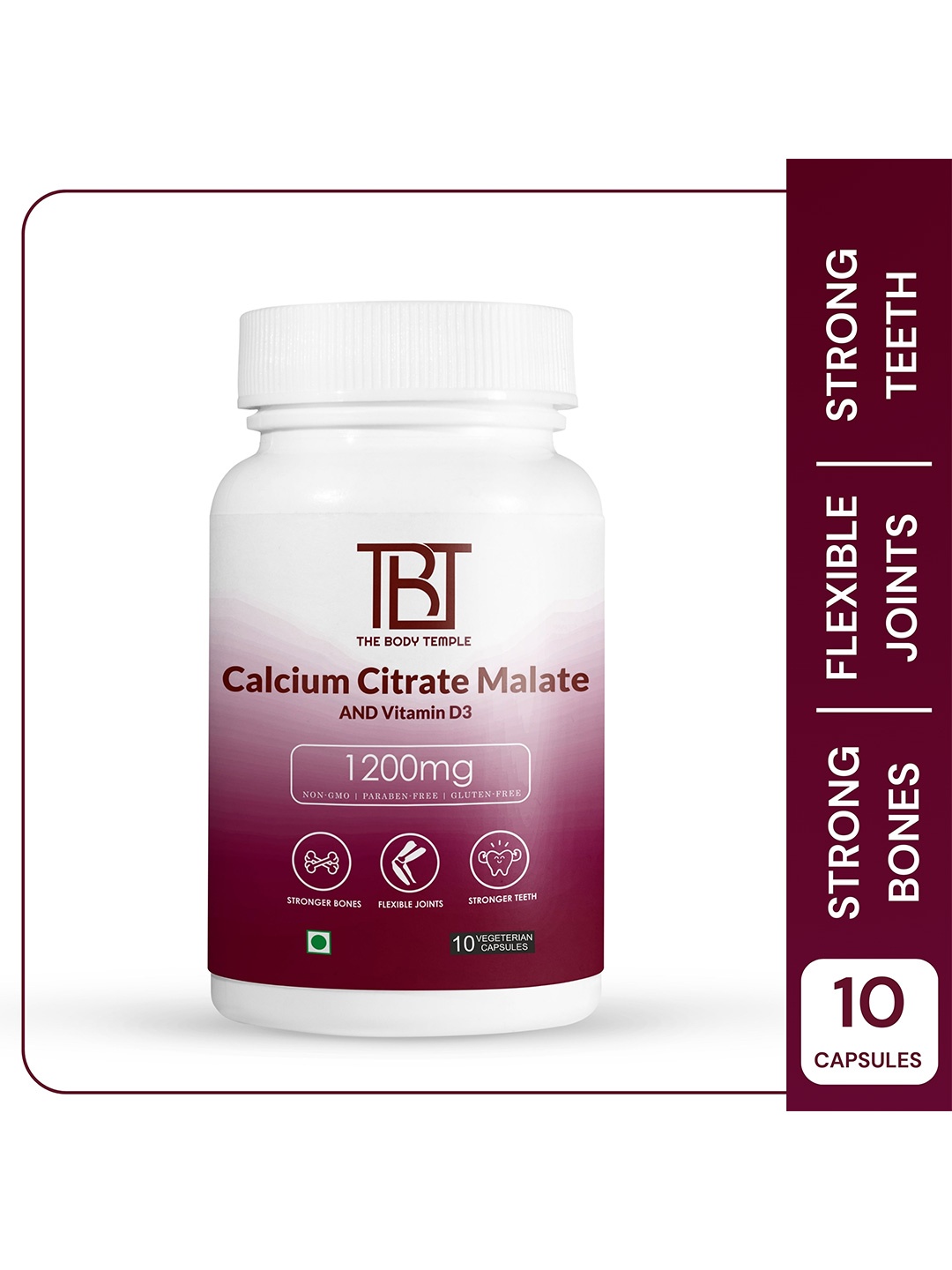 

The Body Temple Calcium Citrate Malate Capsules For Bone Support - 10, White