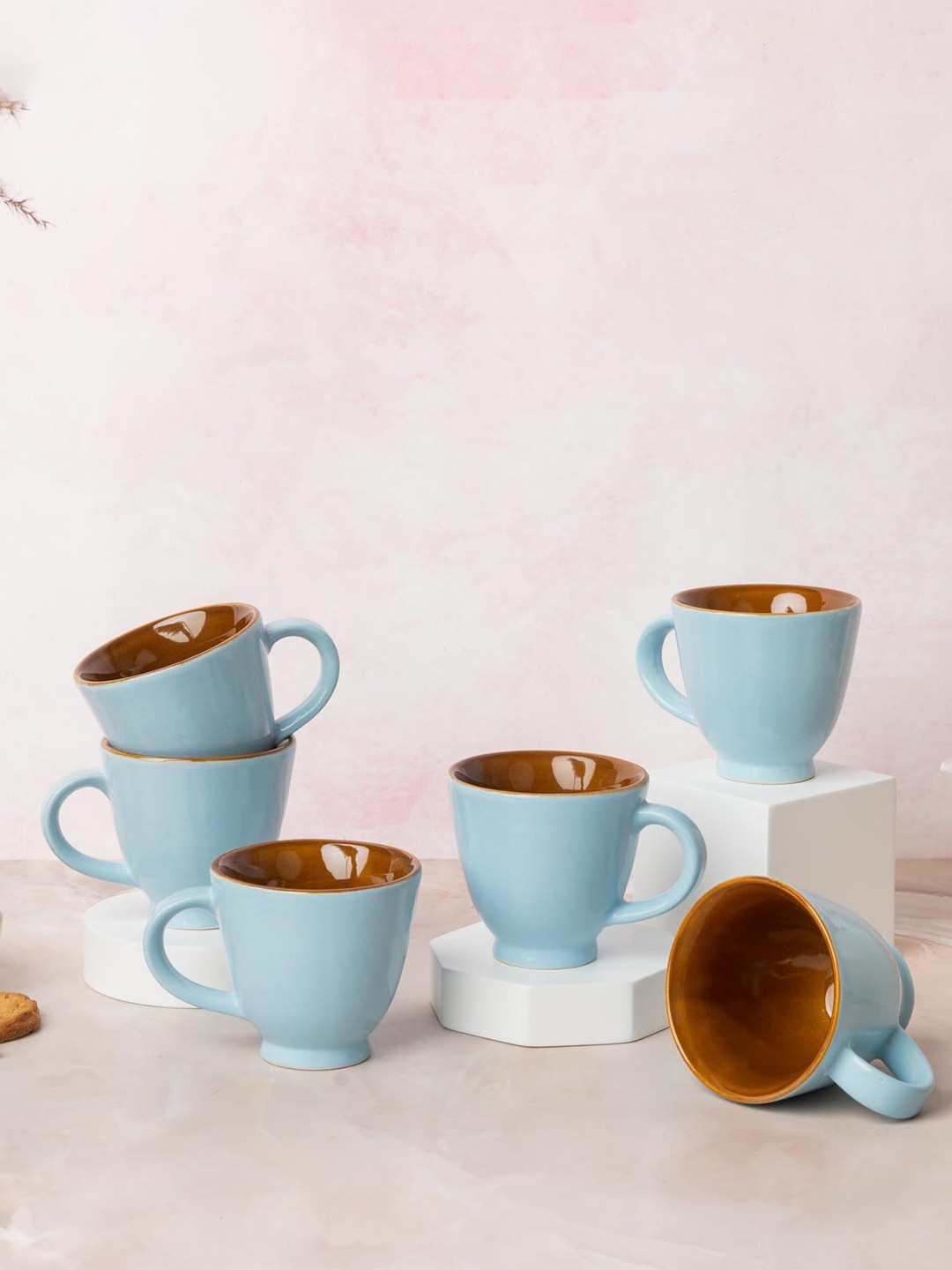 

BODHI HOUSE Blue and Brown Ceramic Glossy Cups 180 ml