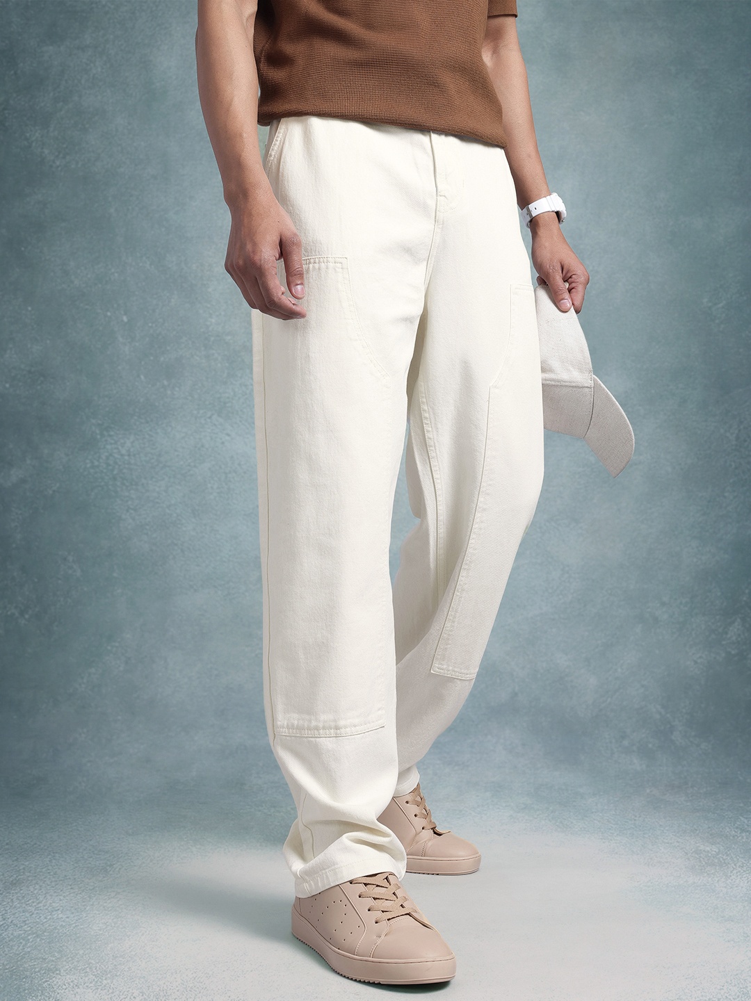 

The Roadster Life Co. Men Skater Fit Jeans, Off white