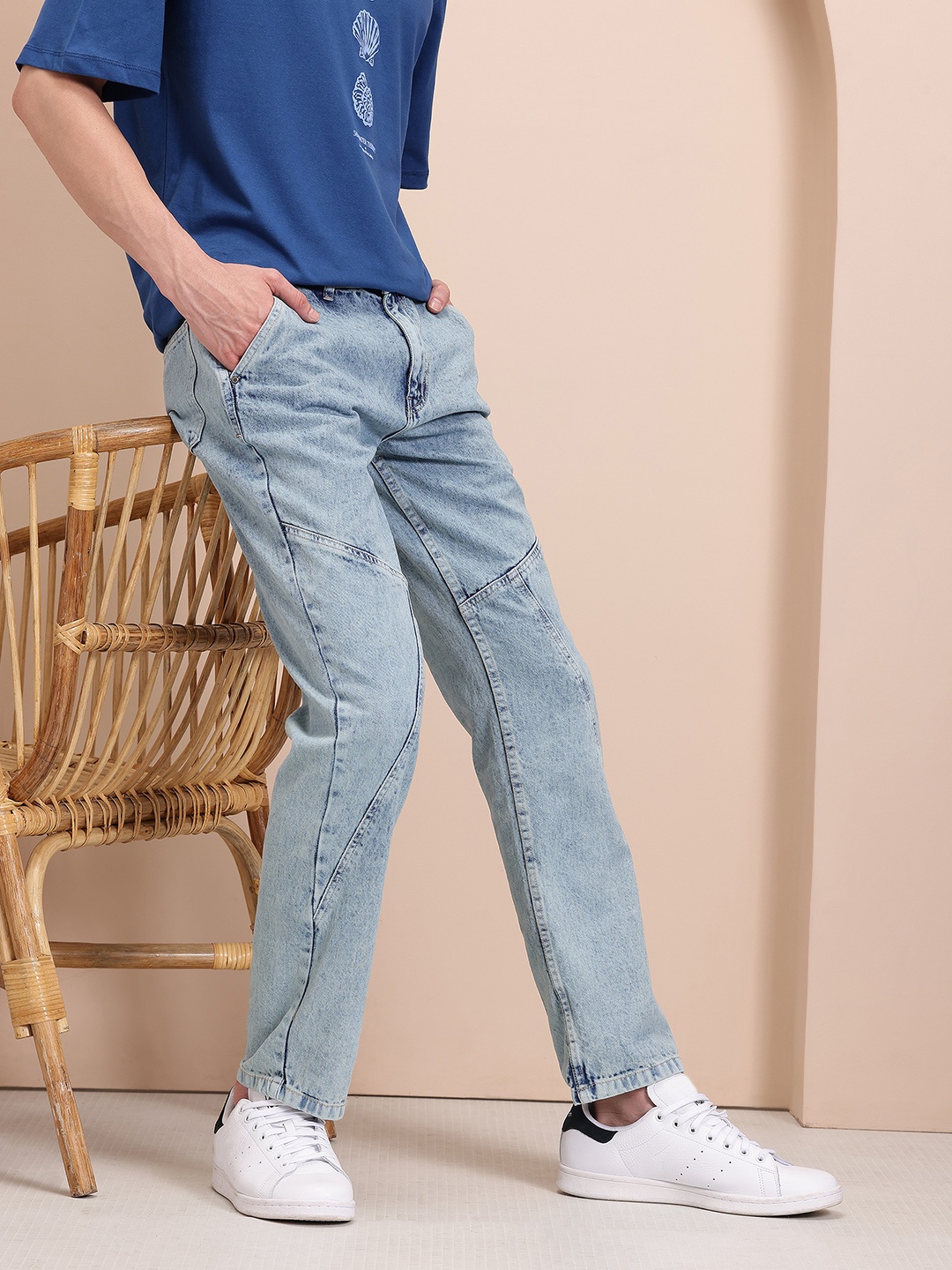 

Mast & Harbour Men Regular Fit Paneled Jeans, Blue