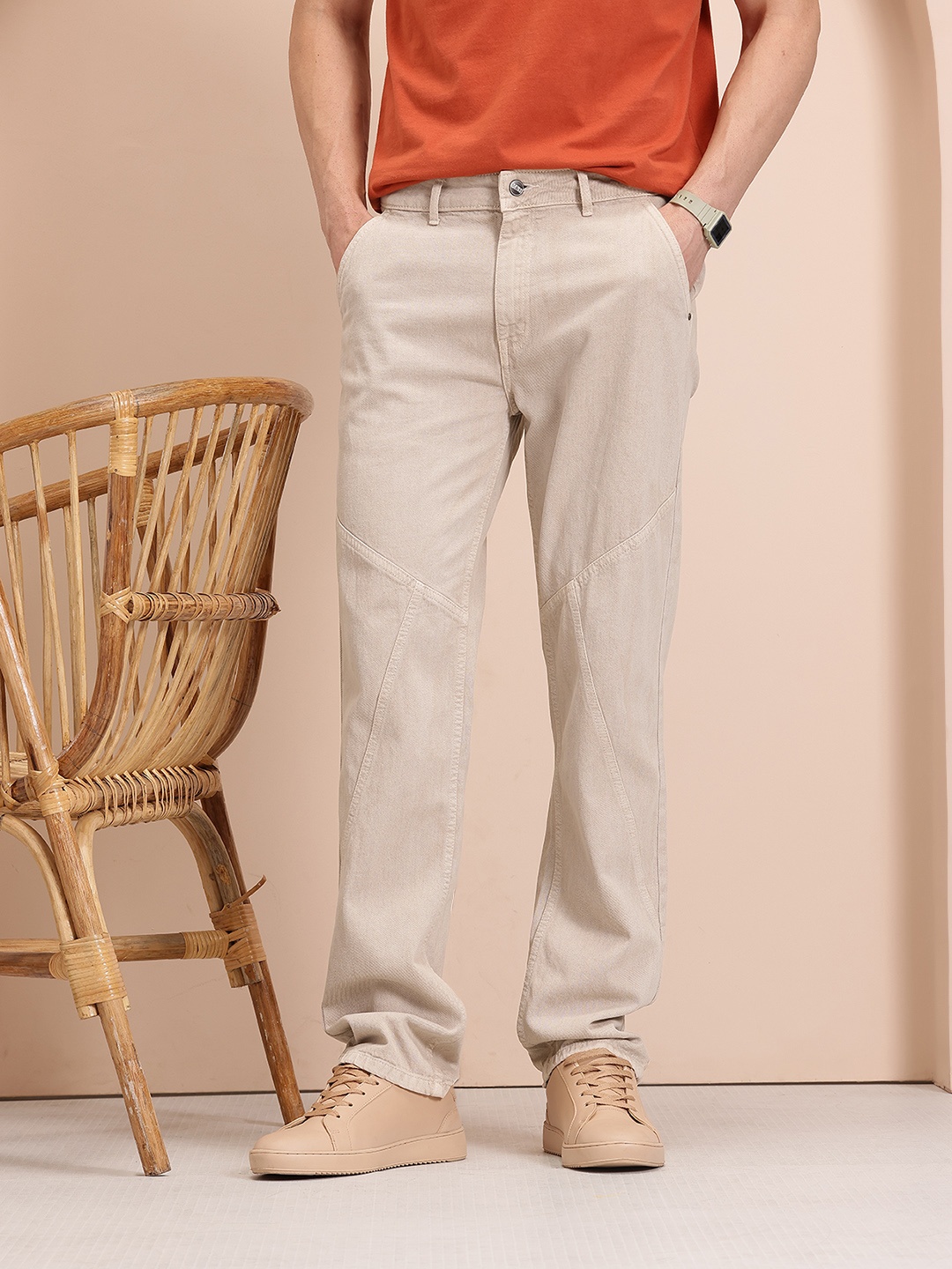 

Mast & Harbour Men Pure Cotton Jeans, Beige