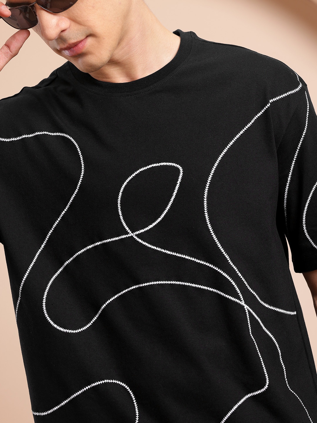 

Mast & Harbour Men Printed Relaxed Fit T-shirt, Black