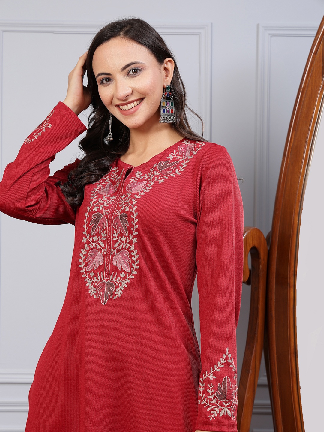 

Nayam By Lakshita Floral Embroidered Kurta with Trouser, Red